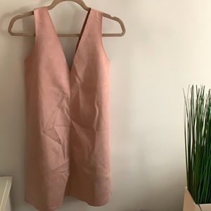 Pastel pink suede-like shift dress
